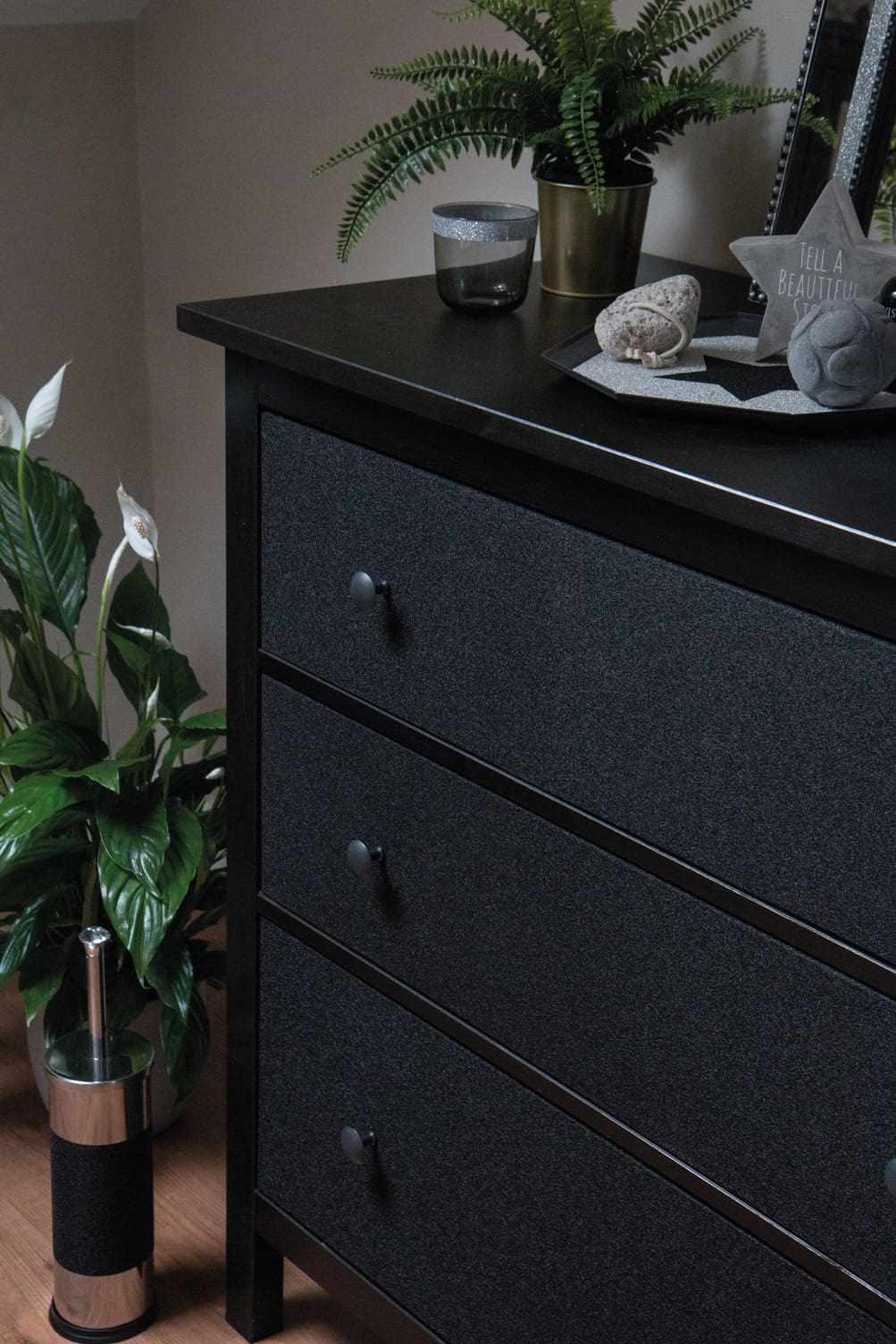 Dekorfolie 341-0012  Glitter svart 45cm x 1,5m